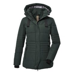 Damska pikowana kurtka z kapturem Killtec GW 25. Zielone kurtki sportowe damskie KILLTEC, bez wzorów, z puchu, bez ramiączek, z kapturem, trekkingowe. Za 770.00 zł.