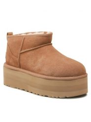 Ugg Śniegowce W Classic Ultra Mini Platform 1135092 Brązowy. Brązowe śniegowce damskie UGG, ze skóry, bez zapięcia. Za 817.67 zł.