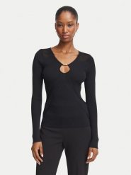 Guess Bluzka G6YR08 Z1067 Czarny Slim Fit. Czarne bluzki damskie Guess, l, z aplikacjami, z syntetyku, bez kołnierzyka, bez ramiączek. Za 478.99 zł.