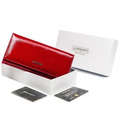 Portfel damski czerwony Lorenti 72401-SH NAPIS RED. Czerwone portfele damskie LORENTI, ze skóry. Za 105.99 zł.
