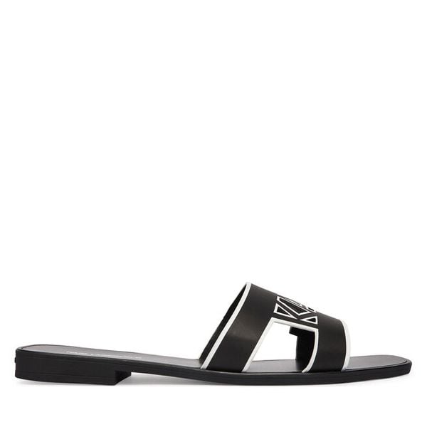 Klapki KARL LAGERFELD. Czarne klapki damskie KARL LAGERFELD, bez wzorów, bez obcasa, bez zapięcia. Za 303.99 zł.