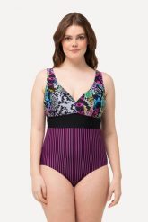 Damski Strój kąpielowy mieszanka wzorów miękkie miseczki. Czarne stroje kąpielowe damskie Ulla Popken, plus size, bez wzorów, z elastanu. Za 239.99 zł.