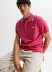 Koszulka polo z czystej bawełny organicznej piqué. Zielone koszulki sportowe męskie bonprix, l, bez wzorów, z bawełny, bez ramiączek. Za 64.99 zł.