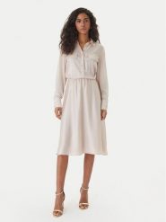 Fracomina Sukienka codzienna FY26SD2025W41101 Écru Regular Fit. Białe sukienki damskie Fracomina, na co dzień, l, bez wzorów, z syntetyku, bez kołnierzyka, bez ramiączek, proste. Za 397.99 zł.