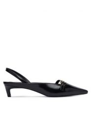Tommy Hilfiger Czółenka Th Buckle Kitten Slingback Pump FW0FW09384 Czarny. Czarne czółenka damskie Tommy Hilfiger, bez wzorów, ze skóry, bez obcasa, bez zapięcia. Za 569.99 zł.