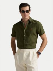 Polo Ralph Lauren Koszula 710968912002 Khaki Custom Fit. Brązowe koszule męskie Polo Ralph Lauren, l, bez wzorów, ze lnu, bez kołnierzyka, bez ramiączek. Za 759.99 zł.