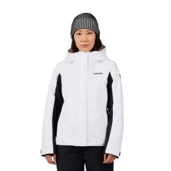 Kurtka narciarska damska izolowana Rossignol Velika. Białe kurtki sportowe damskie Rossignol, bez wzorów, bez ramiączek, bez kaptura, narciarskie. Za 1,668.50 zł.