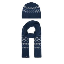 Zestaw szalik i czapka Guess. Niebieskie szaliki damskie Guess, na zimę, z aplikacjami. Za 569.99 zł.