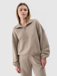 4F Bluza dresowa bez kaptura damska - beżowa XL. Brązowe bluzy damskie 4F, xl, bez wzorów, z bawełny, sportowe, bez ramiączek, bez kaptura. W wyprzedaży za 89.99 zł.