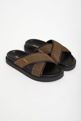Klapki damskie Party MAX MARA BEACHWEAR. Klapki damskie Max Mara Beachwear, bez wzorów, bez obcasa, bez zapięcia. W wyprzedaży za 726.75 zł.