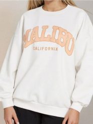 Bluza z nadrukiem - kremowy. Białe bluzy damskie Sinsay, l, bez wzorów, bez ramiączek, bez kaptura. W wyprzedaży za 27.99 zł.