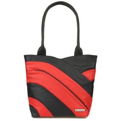 Shopperka skórzana Beltimore L38 czarno-czerwona. Czarne shopperki damskie bez wzorów, ze skóry, na ramię, duże, bez dodatków. Za 208.99 zł.