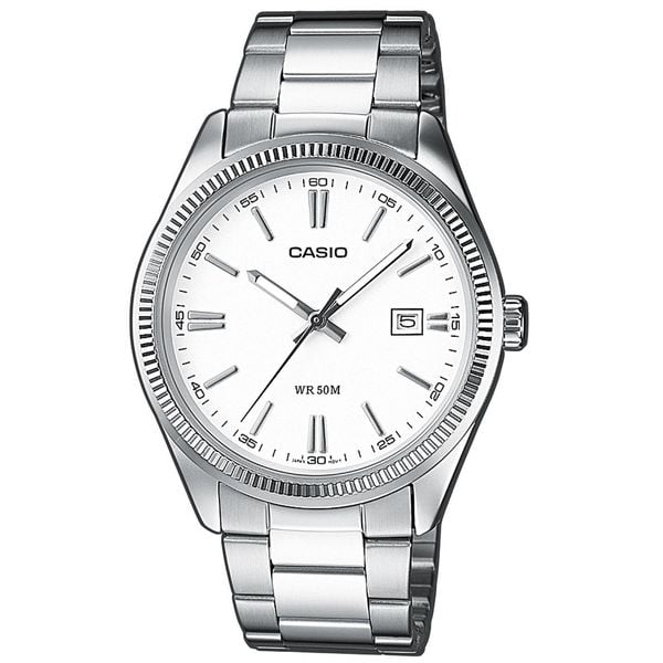 Zegarek męski Casio MTP-1302PD-7A1VEF, Quartz, 39mm, 5ATM. Białe zegarki męskie Casio, bez wzorów. Za 233.15 zł.
