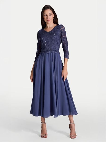 Swing Sukienka koktajlowa 5AI08900 Niebieski Regular Fit. Niebieskie sukienki damskie Swing, bez wzorów, z syntetyku, wizytowe, bez kołnierzyka, bez ramiączek. Za 379.99 zł.