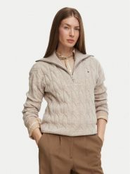 Tommy Hilfiger Sweter WW0WW46425 Beżowy Regular Fit. Brązowe swetry nierozpinane damskie Tommy Hilfiger, xl, bez wzorów, bez kołnierzyka, bez ramiączek. Za 699.99 zł.
