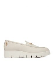 U.S. Polo Assn. Półbuty EO-NOVA001W/6L1 Écru. Białe półbuty damskie U.S. Polo Assn., bez wzorów, ze skóry, bez obcasa, na koturnie, bez zapięcia. Za 369.99 zł.