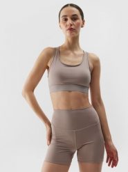 4F Biustonosz treningowy z niskim wsparciem z materiału z recyklingu damski - beżowy XL. Brązowe bielizna sportowa damska 4F, xl, bez wzorów, z dzianiny. W wyprzedaży za 59.99 zł.