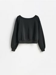 Gładka bluza z modalem - ciemnozielony. Zielone bluzy damskie Reserved, l, bez wzorów, z dzianiny, bez ramiączek, bez kaptura. Za 119.99 zł.