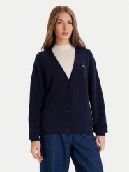 Lacoste Kardigan AF4143 Granatowy Regular Fit. Niebieskie kardigany damskie Lacoste, bez wzorów, z bawełny, bez kołnierzyka. Za 729.99 zł.