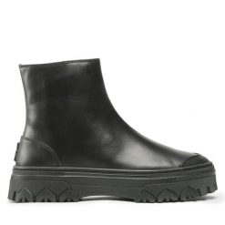 Botki Patrizia Pepe. Czarne botki damskie Patrizia Pepe, bez wzorów, bez obcasa, na płaskiej podeszwie, bez zapięcia. Za 1,249.00 zł.