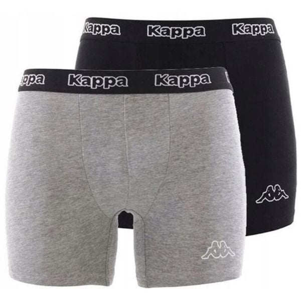 Bokserki Kappa 2-Pack Czarno-Szare - Komfort dla Mężczyzn. Czarne bokserki męskie Kappa, bez wzorów, z bawełny. Za 35.90 zł.
