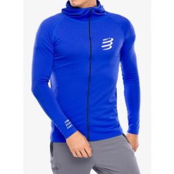 Bluza z kapturem męska Compressport 3D Thermo Seamless Hoodie Zip. Niebieskie bluzy męskie Compressport, m, bez wzorów, z kapturem, do biegania. Za 471.99 zł.