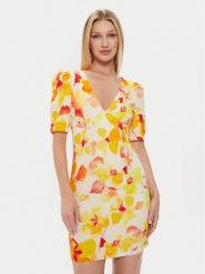 Morgan Sukienka letnia 241-RAMIN.F Żółty Slim Fit. Żółte sukienki damskie Morgan, na lato, bez wzorów, z bawełny, bez kołnierzyka, bez ramiączek. Za 389.99 zł.