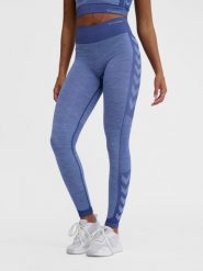 Damskie legginsy Hummel MT Shine Seamless. Niebieskie legginsy damskie Hummel, bez wzorów, z materiału. Za 252.50 zł.
