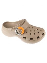 Crocs Klapki Classic Platform Buckle Clog 213230 Beżowy. Brązowe klapki damskie Crocs, bez wzorów, z tworzywa sztucznego, bez obcasa, bez zapięcia. Za 299.99 zł.