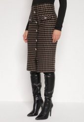 Czarno-Beżowa Ołówkowa Tweedowa Spódnica w Kraciasty Wzór z Guzikami Anitusa. Czarne spódnice damskie Born2be, na co dzień, m, bez wzorów, z jeansu, eleganckie, midi, ołówkowe. Za 79.99 zł.