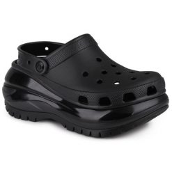 Klapki chodaki damskie sportowe Crocs MEGA CRUSH. Czarne klapki damskie Crocs, na lato, bez wzorów, z jeansu, klasyczne, bez obcasa, na platformie, bez zapięcia. Za 279.00 zł.