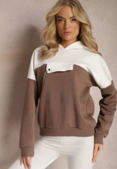 Brązowa Bawełniana Bluza z Kapturem i Łańcuszkiem Ambriella. Brązowe bluzy damskie Renee, bez wzorów, z bawełny, casualowe, bez ramiączek, z kapturem. Za 89.99 zł.