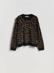 Sweter w panterkę - wielobarwny. Swetry nierozpinane damskie Reserved, l, bez wzorów, z dzianiny, bez kołnierzyka, bez ramiączek. Za 139.99 zł.