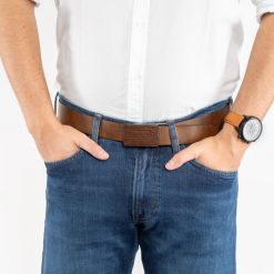 TOM TAILOR MĘSKI PASEK SKÓRZANY KLASYCZNY. Brązowe paski męskie Tom Tailor, z denimu, eleganckie. Za 99.99 zł.