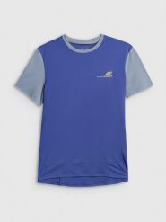 4F Koszulka rowerowa męska - fioletowa S. Fioletowe t-shirty męskie 4F, m, bez wzorów, z dzianiny, bez kołnierzyka, bez ramiączek. Za 139.99 zł.