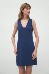 Mini Sukienka bez Rękawów - Kobaltowa. Niebieskie sukienki damskie Nife, xxl, bez wzorów, z materiału, wizytowe, bez kołnierzyka, bez ramiączek, mini. Za 249.90 zł.
