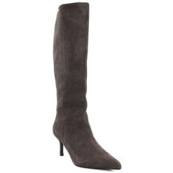 Skórzane kozaki damskie na szpilce ocieplane brązowe Big Star UU274497. Brązowe kozaki damskie BIG STAR, bez wzorów, ze skóry, bez obcasa, na szpilce, bez zapięcia. Za 369.99 zł.