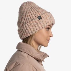Czapka wełniana Buff Lifestyle Knitted & Fleece Band Hat. Czerwone czapki damskie Buff, bez wzorów, z wełny, sportowe. Za 159.99 zł.