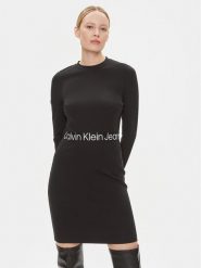 Calvin Klein Jeans Sukienka codzienna Logo Elastic J20J222518 Czarny Regular Fit. Czarne sukienki damskie Calvin Klein Jeans, na co dzień, xs, bez wzorów, z jeansu, bez kołnierzyka, bez ramiączek, proste. Za 269.99 zł.