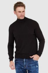 LA MARTINA Czarny sweter męski z golfem. Czarne swetry męskie La Martina, l, bez wzorów, bez kołnierzyka, bez ramiączek. W wyprzedaży za 349.99 zł.