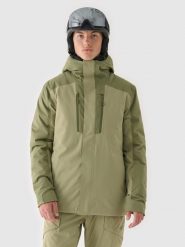 4F Kurtka narciarska membrana 10000 męska - khaki M. Brązowe kurtki sportowe męskie 4F, na zimę, m, bez wzorów, z dzianiny, z kapturem, narciarskie. Za 599.99 zł.