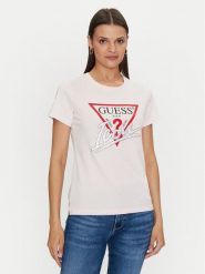 Guess T-Shirt Icon W4YI32 I3Z14 Różowy Regular Fit. Czerwone t-shirty damskie Guess, s, z aplikacjami, z bawełny, bez kołnierzyka, bez ramiączek. Za 109.99 zł.