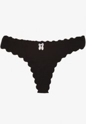 Czarne Bawełniane Majtki Stringi z Prążkowanej Tkaniny Eziane. Czarne majtki damskie Born2be, z bawełny. Za 9.99 zł.