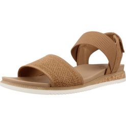 Sandały SKECHERS 114710S Brązowy. Brązowe sandały damskie Skechers, bez wzorów, z materiału, bez obcasa, bez zapięcia. Za 159.99 zł.