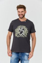 GUESS Szary t-shirt Japanese Ideog. Szare t-shirty męskie Guess, l, z aplikacjami, bez kołnierzyka, bez ramiączek. W wyprzedaży za 113.99 zł.