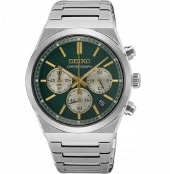 Zegarek Seiko Chronograph Zegarek męski zielona tarcza 40 mm (SSB461P1). Zielone zegarki męskie Seiko, bez wzorów. Za 1,468.99 zł.