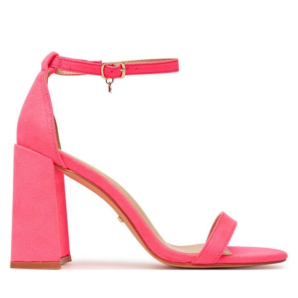 Sandały DeeZee. Czerwone sandały damskie DeeZee, bez wzorów, bez obcasa, na słupku, bez zapięcia. Za 139.99 zł.