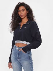 Tommy Jeans Bluza DW0DW16129 Granatowy Regular Fit. Niebieskie bluzy damskie Tommy Jeans, xl, bez wzorów, z bawełny, bez ramiączek, bez kaptura. Za 379.99 zł.