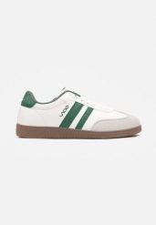 Biało-Zielone Buty Sportowe Tenisówki z Ozdobnymi Wstawkami Cesiyana. Białe buty sportowe męskie Born2be, bez wzorów, biznesowe, bez zapięcia. Za 119.99 zł.