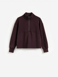 Bluza z dodatkiem modalu - ciemnofioletowy. Fioletowe bluzy damskie Reserved, l, bez wzorów, z dzianiny, bez ramiączek, bez kaptura. Za 129.99 zł.
